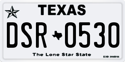 TX license plate DSR0530