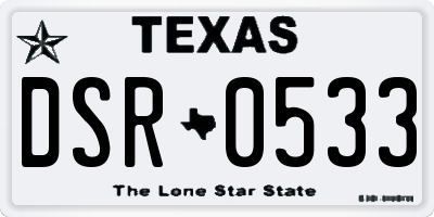 TX license plate DSR0533