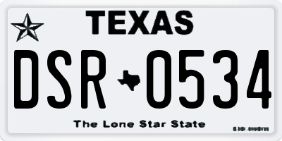 TX license plate DSR0534