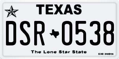 TX license plate DSR0538