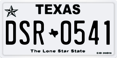 TX license plate DSR0541