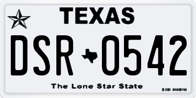 TX license plate DSR0542