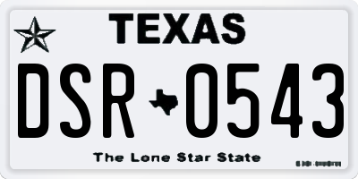 TX license plate DSR0543