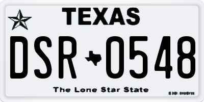 TX license plate DSR0548