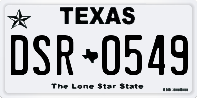 TX license plate DSR0549