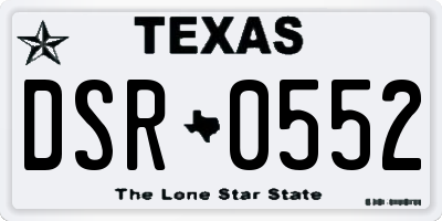 TX license plate DSR0552