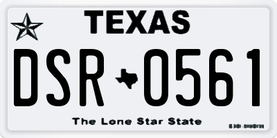 TX license plate DSR0561