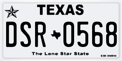 TX license plate DSR0568