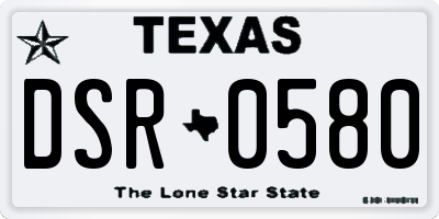 TX license plate DSR0580