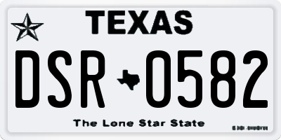 TX license plate DSR0582
