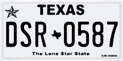 TX license plate DSR0587