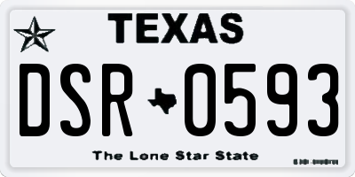 TX license plate DSR0593