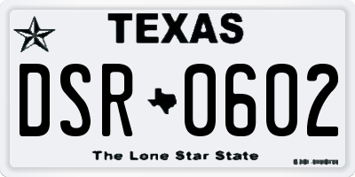 TX license plate DSR0602