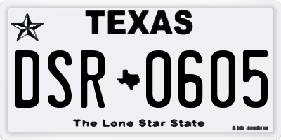 TX license plate DSR0605