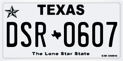 TX license plate DSR0607