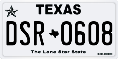 TX license plate DSR0608
