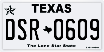 TX license plate DSR0609