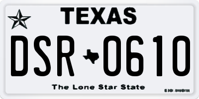 TX license plate DSR0610