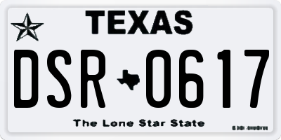 TX license plate DSR0617