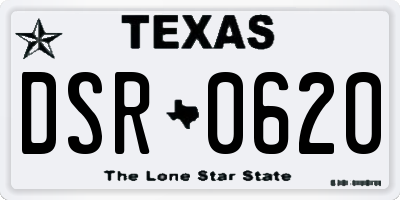 TX license plate DSR0620
