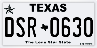 TX license plate DSR0630