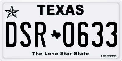 TX license plate DSR0633