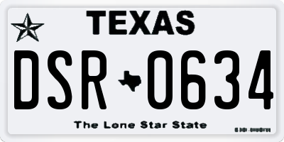 TX license plate DSR0634