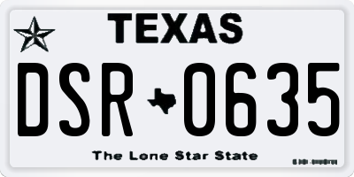 TX license plate DSR0635