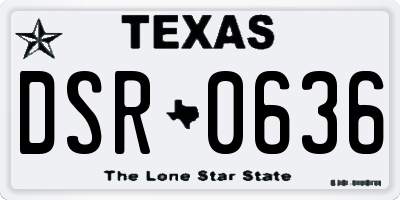 TX license plate DSR0636