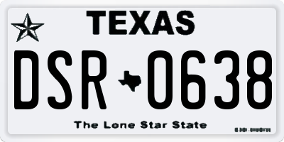 TX license plate DSR0638