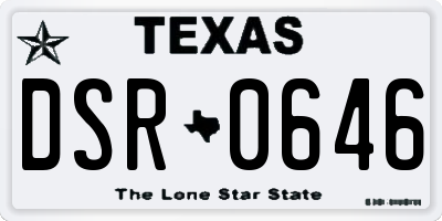 TX license plate DSR0646