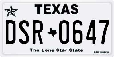 TX license plate DSR0647