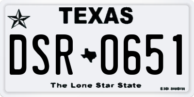 TX license plate DSR0651