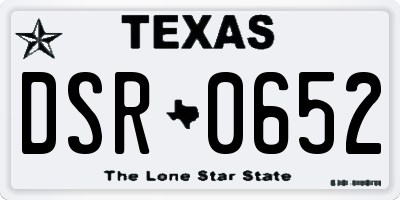 TX license plate DSR0652