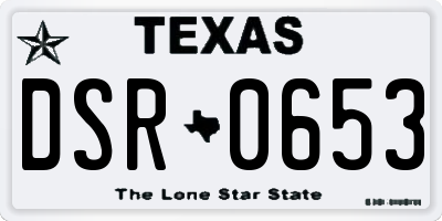 TX license plate DSR0653