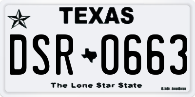 TX license plate DSR0663