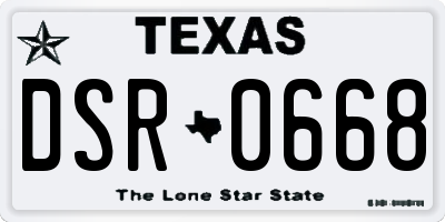 TX license plate DSR0668