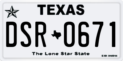 TX license plate DSR0671