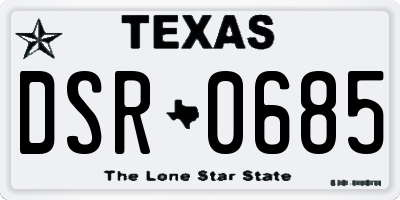 TX license plate DSR0685