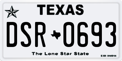 TX license plate DSR0693