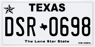 TX license plate DSR0698