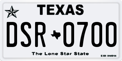 TX license plate DSR0700