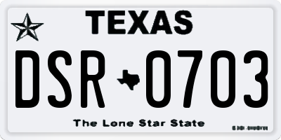 TX license plate DSR0703