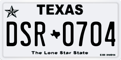 TX license plate DSR0704