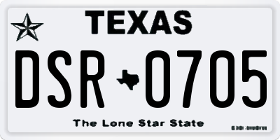 TX license plate DSR0705