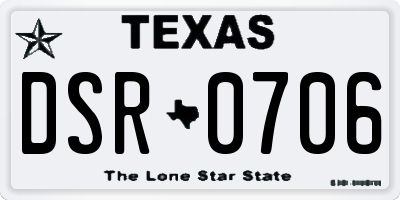 TX license plate DSR0706