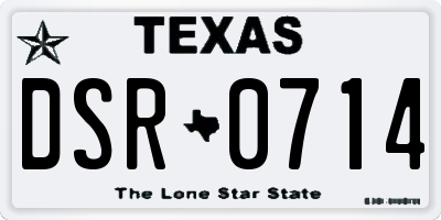 TX license plate DSR0714