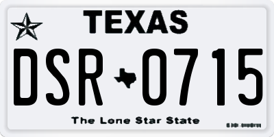 TX license plate DSR0715