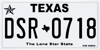 TX license plate DSR0718