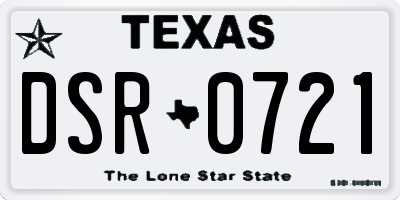 TX license plate DSR0721